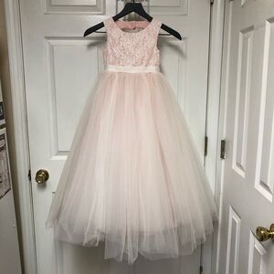 David’s Bridal Ball Gown Flower Girl Dress with Heart Cutout